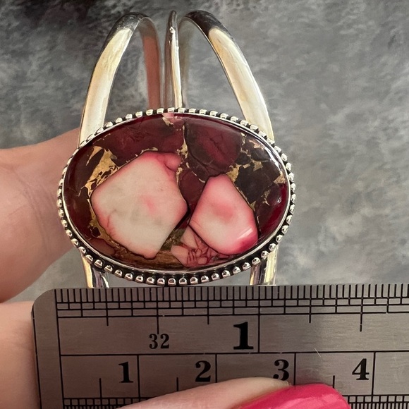 ❤️ Red Rose Pink Dahlia Turquoise Southwestern 926 Adjustable Cuff Bracelet 23gm - Picture 4 of 11